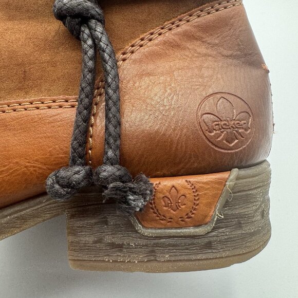 Rieker Women's Fee Sherpa Lined Faux Leather Boots Size EU 39 US 8 Brown Zip - Picture 6 of 9